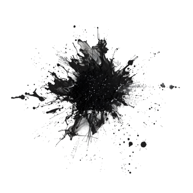 a splash of black paint on a white background