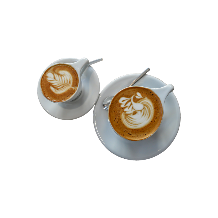 two cups of coffee on a saucer