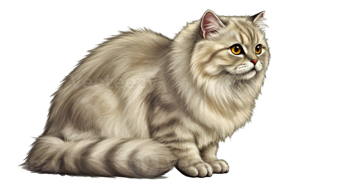 a drawing of a fluffy cat