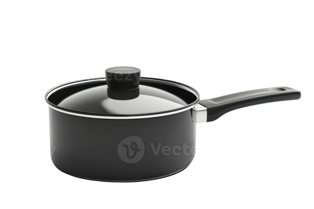 a black sauce pot with a lid
