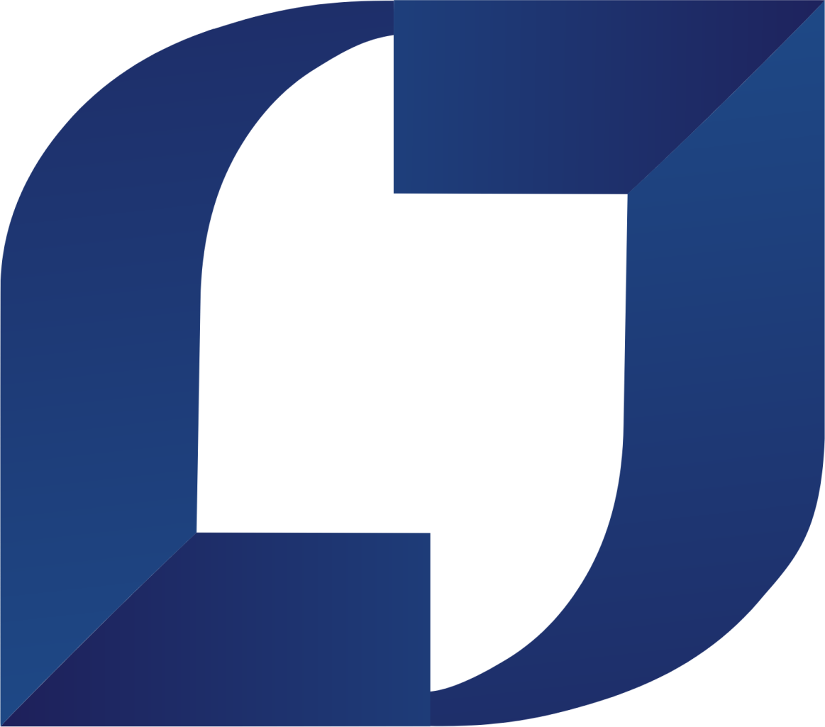 a blue logo with the letter d on it
