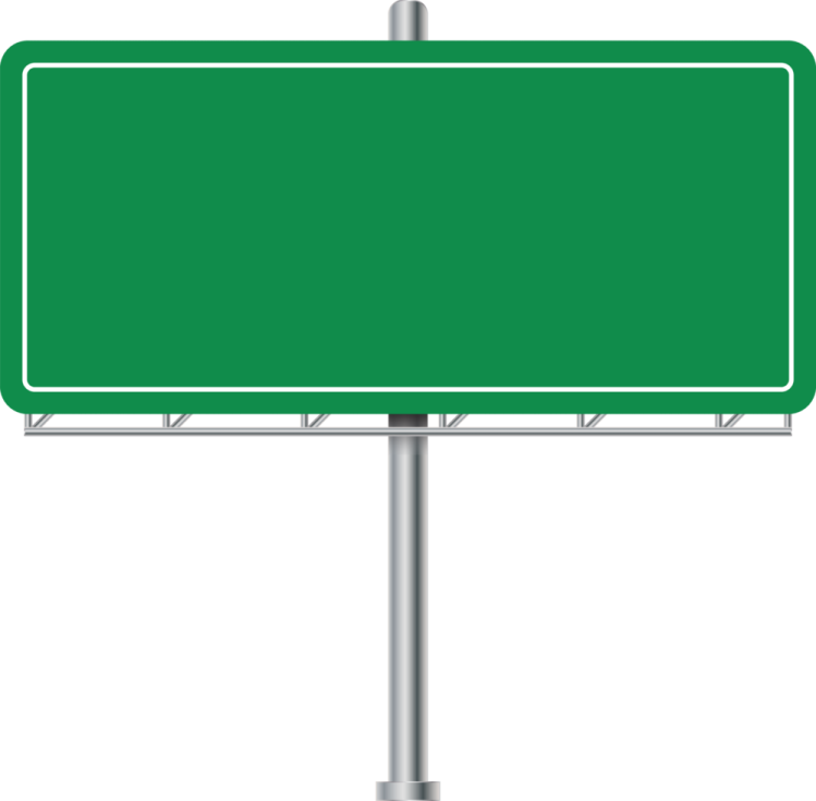 a green road sign on a white background