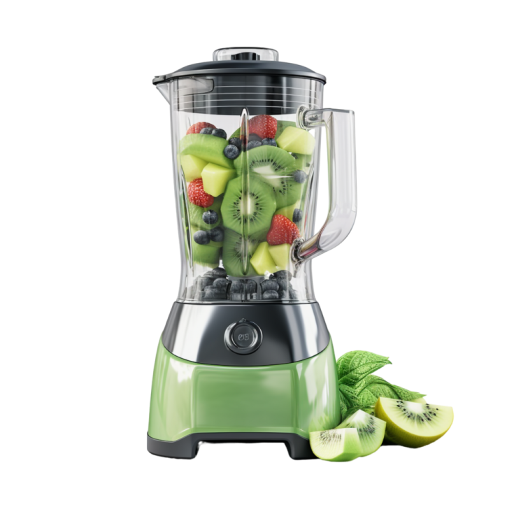 an image of a blender with fruit in it