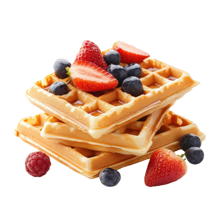 a stack of was with berries and strawberries