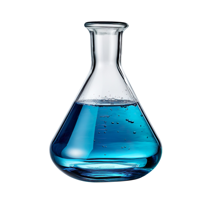 a blue liquid bottle filled with water