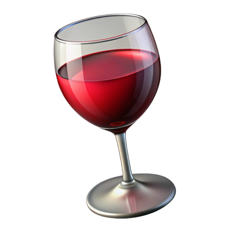 a glass of red wine on a white background