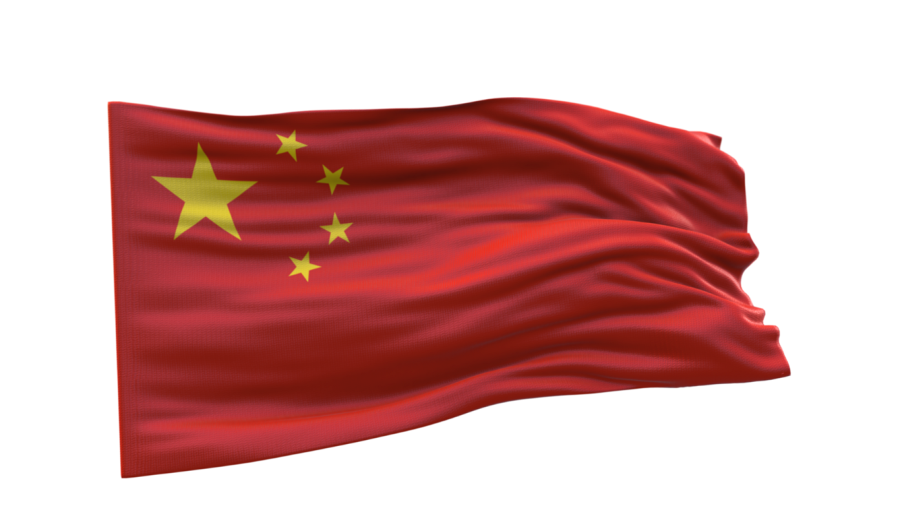 a chinese flag flying in the wind