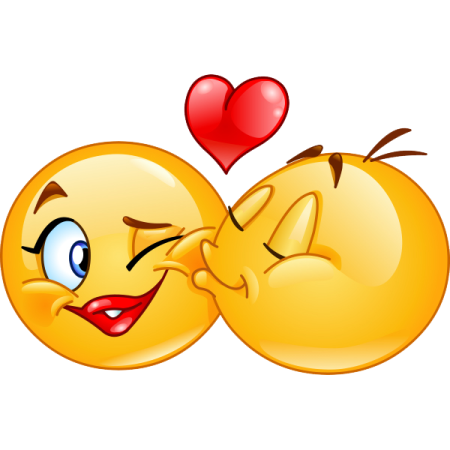 two yellow smiley faces with hearts in their mouths