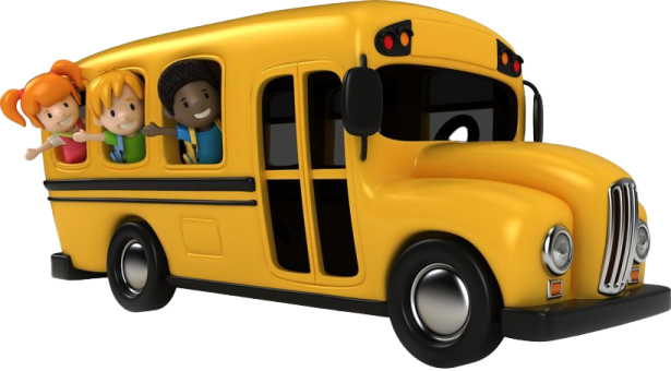 a yellow school bus with two children inside