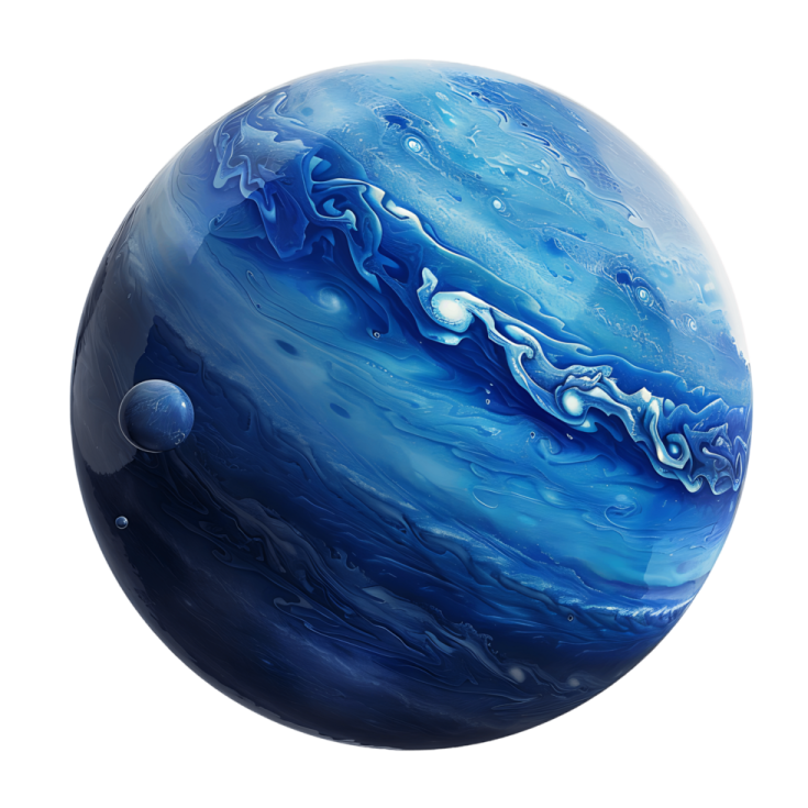 a blue and white planet on a white background