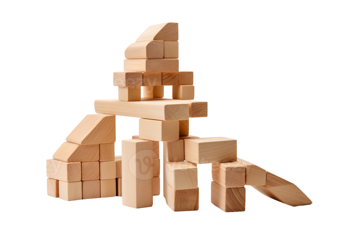 a stack of wooden blocks