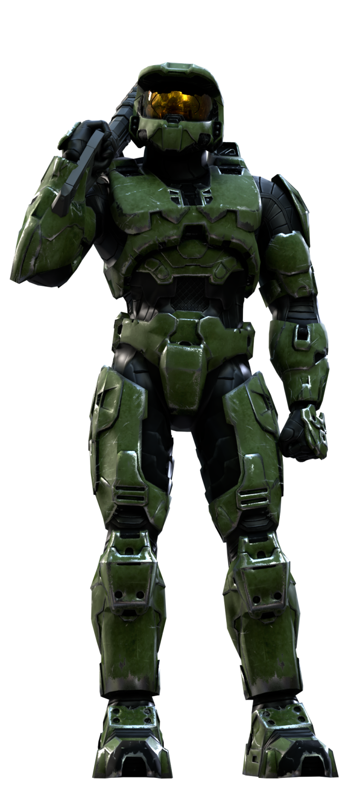 a green halo armor suit on a white background