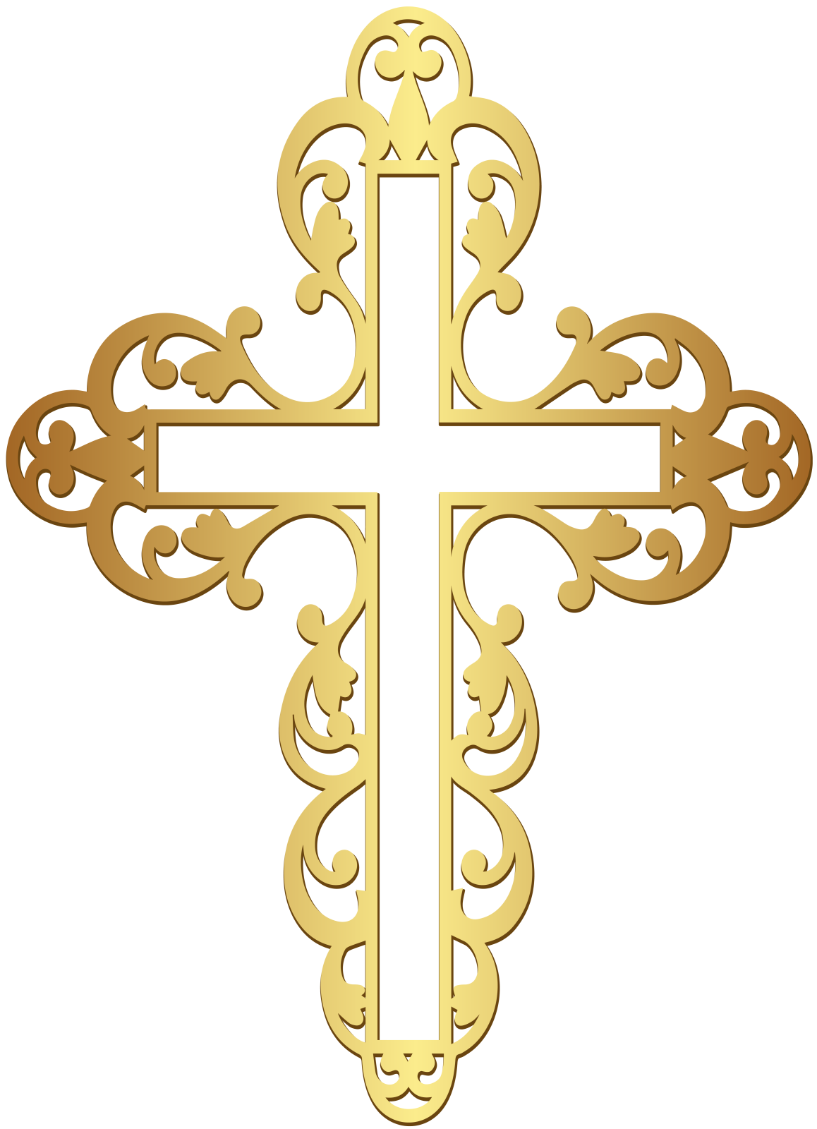 a gold cross on a white background