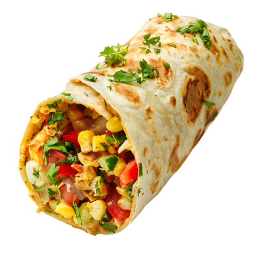a burritoa filled with chicken and vegetables