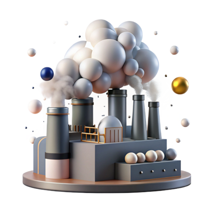 an illustration of a factory with smoke coming out of it