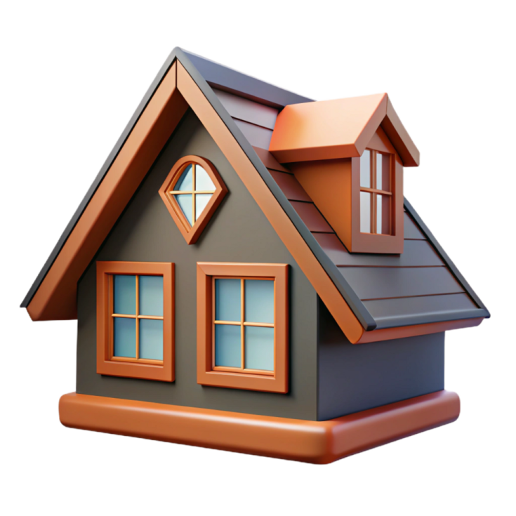 a small house with a roof and windows