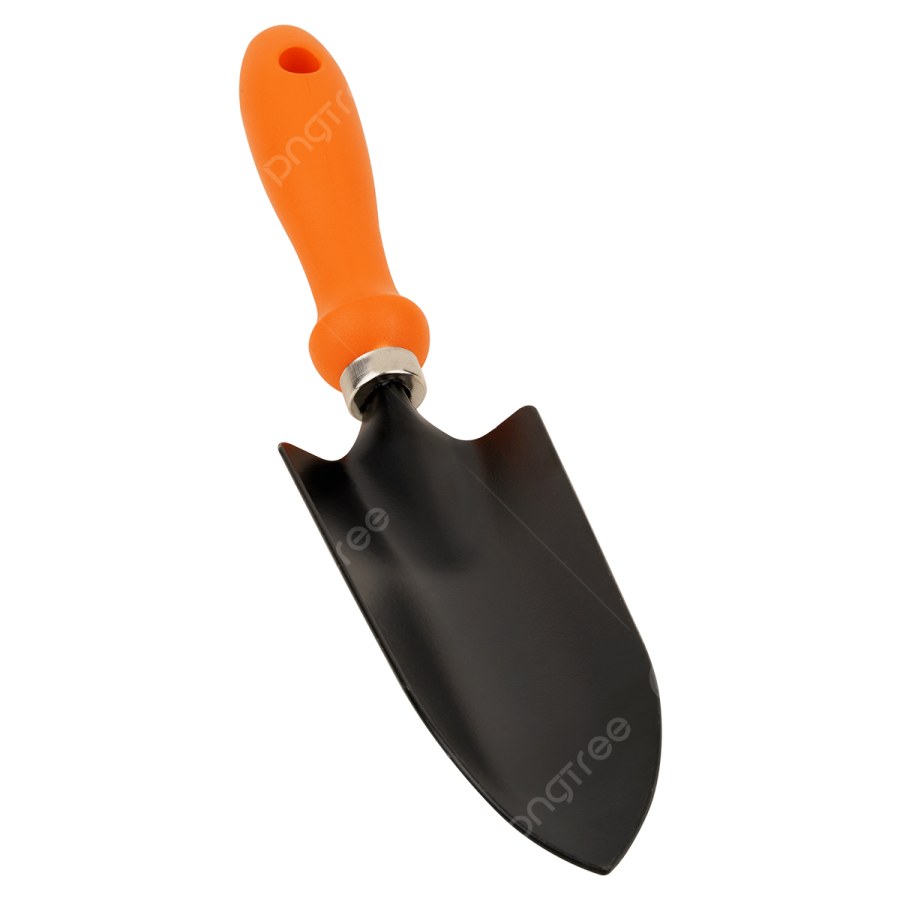 a black and orange shovel with an orange handle