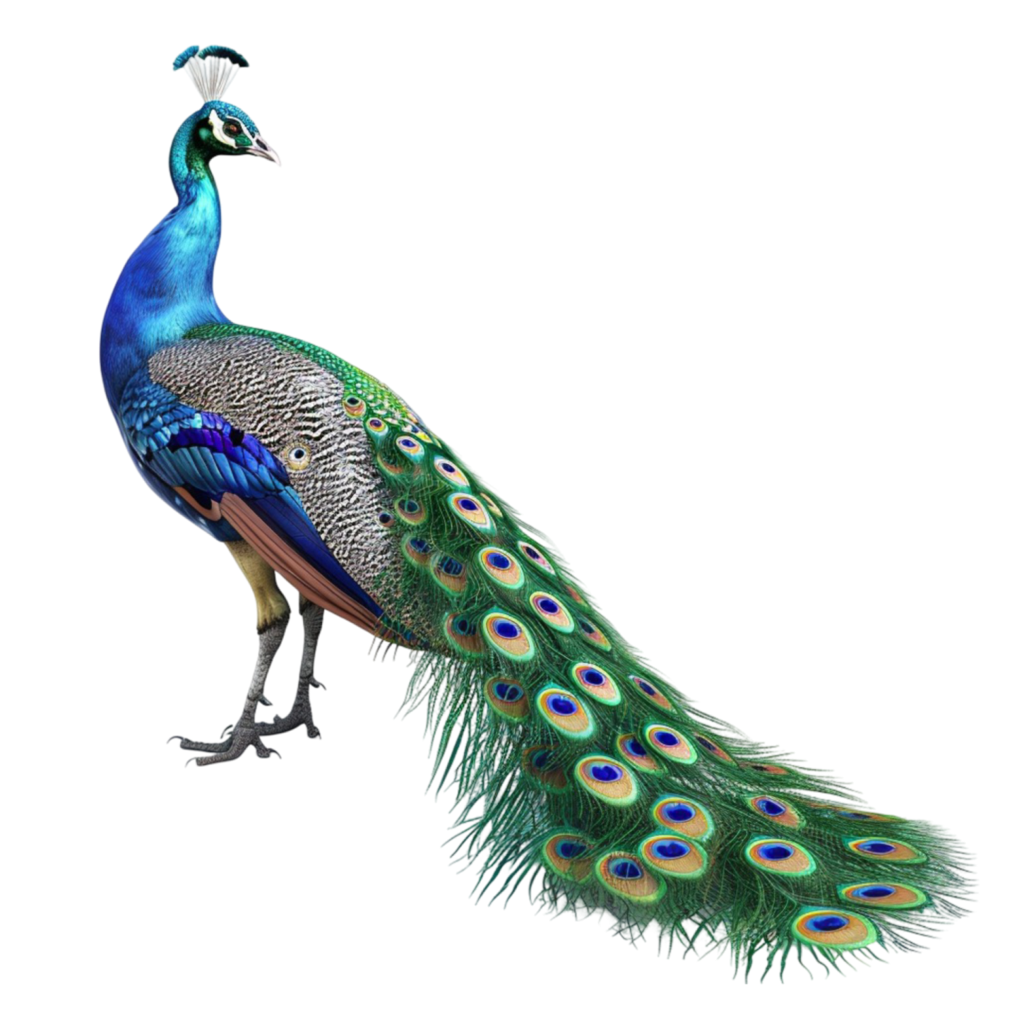a peacock with its feathers spread out
