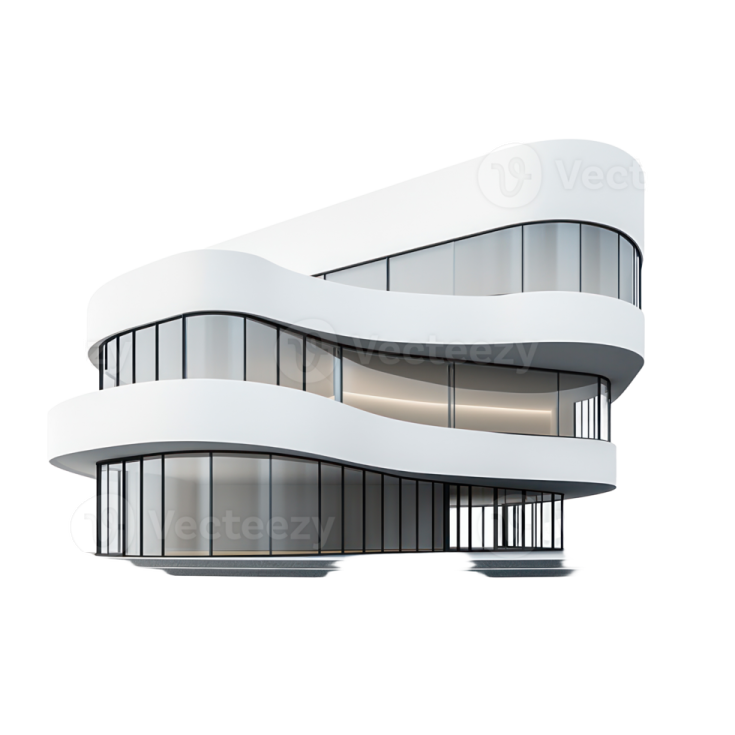 a white building with curved windows