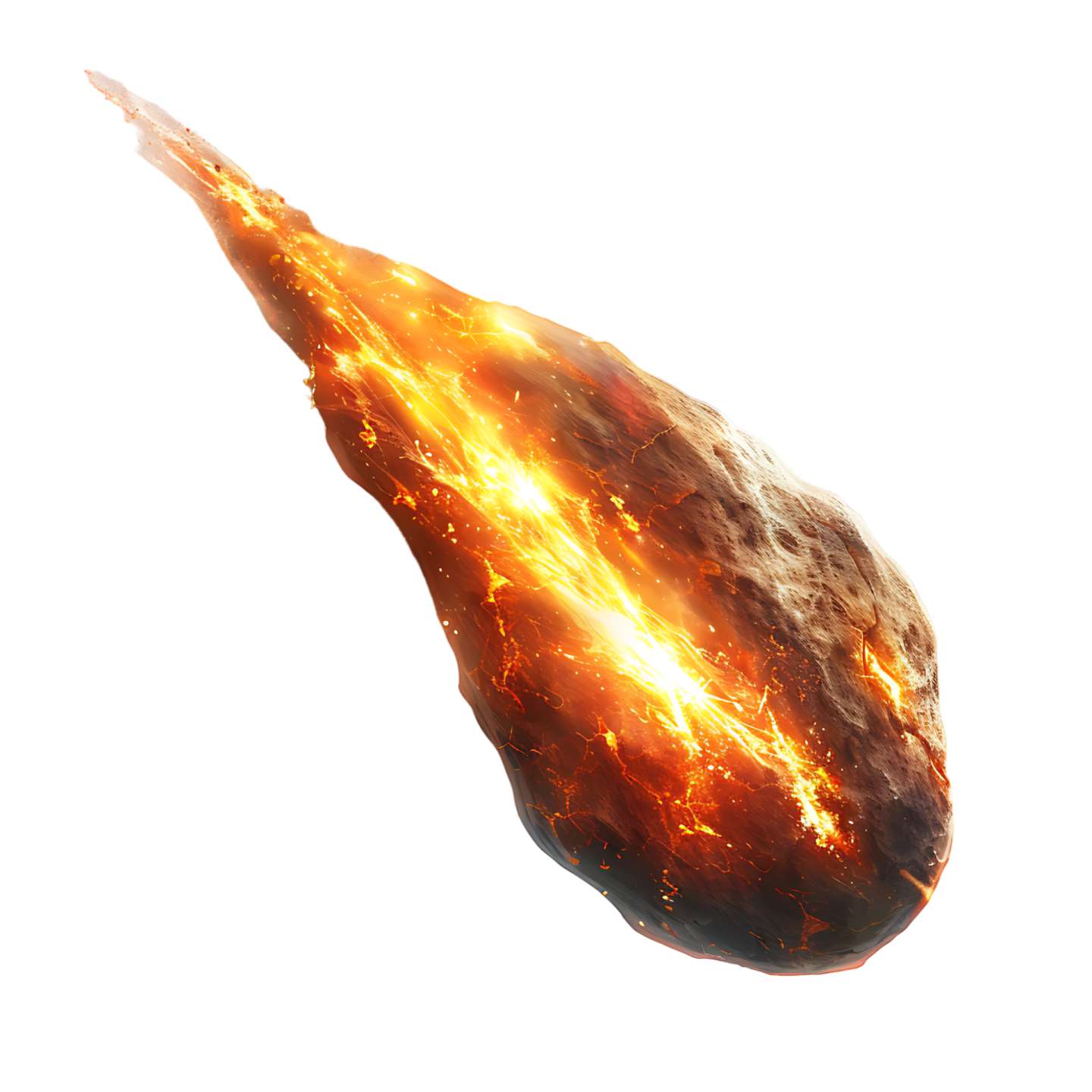 a large asteroid flying through the sky