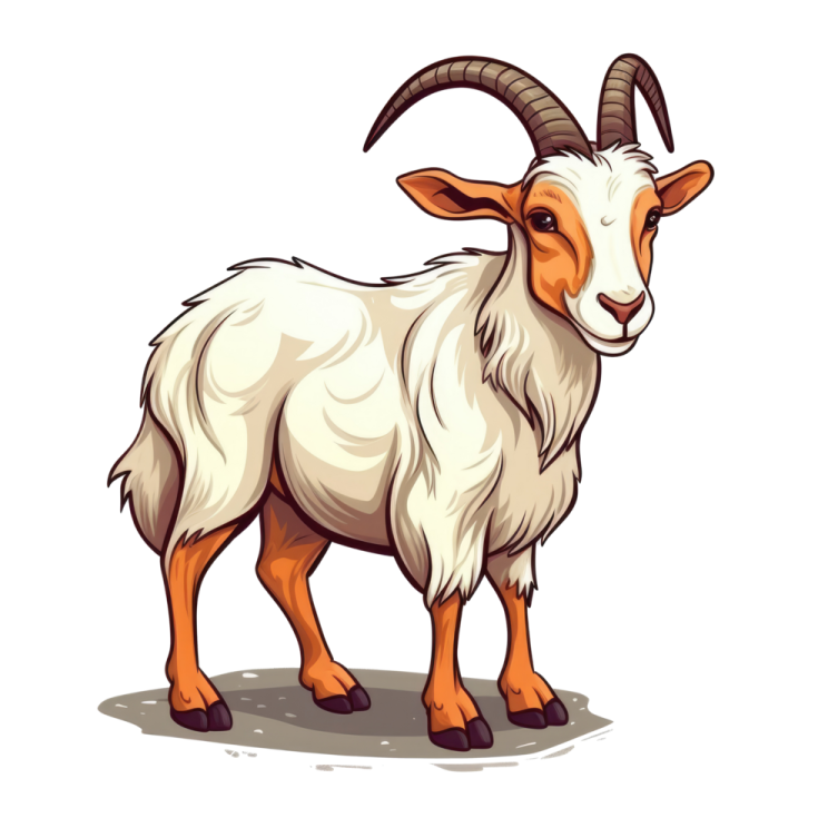 a cartoon goat standing on the ground