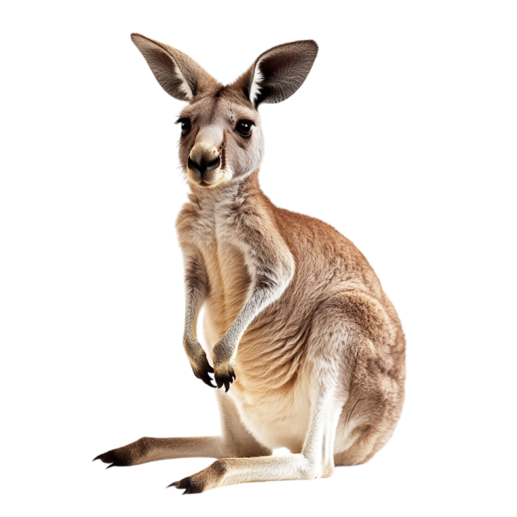 a kangaroo is sitting on its hinds