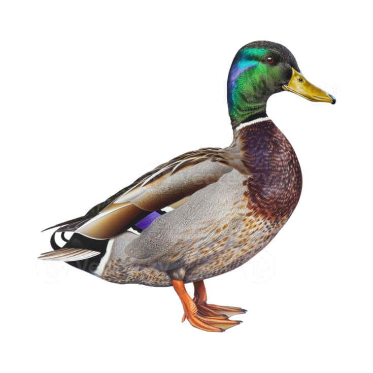 a mallard duck on a white background