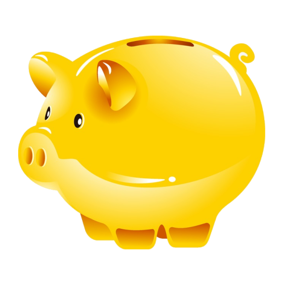 a yellow piggy on a white background