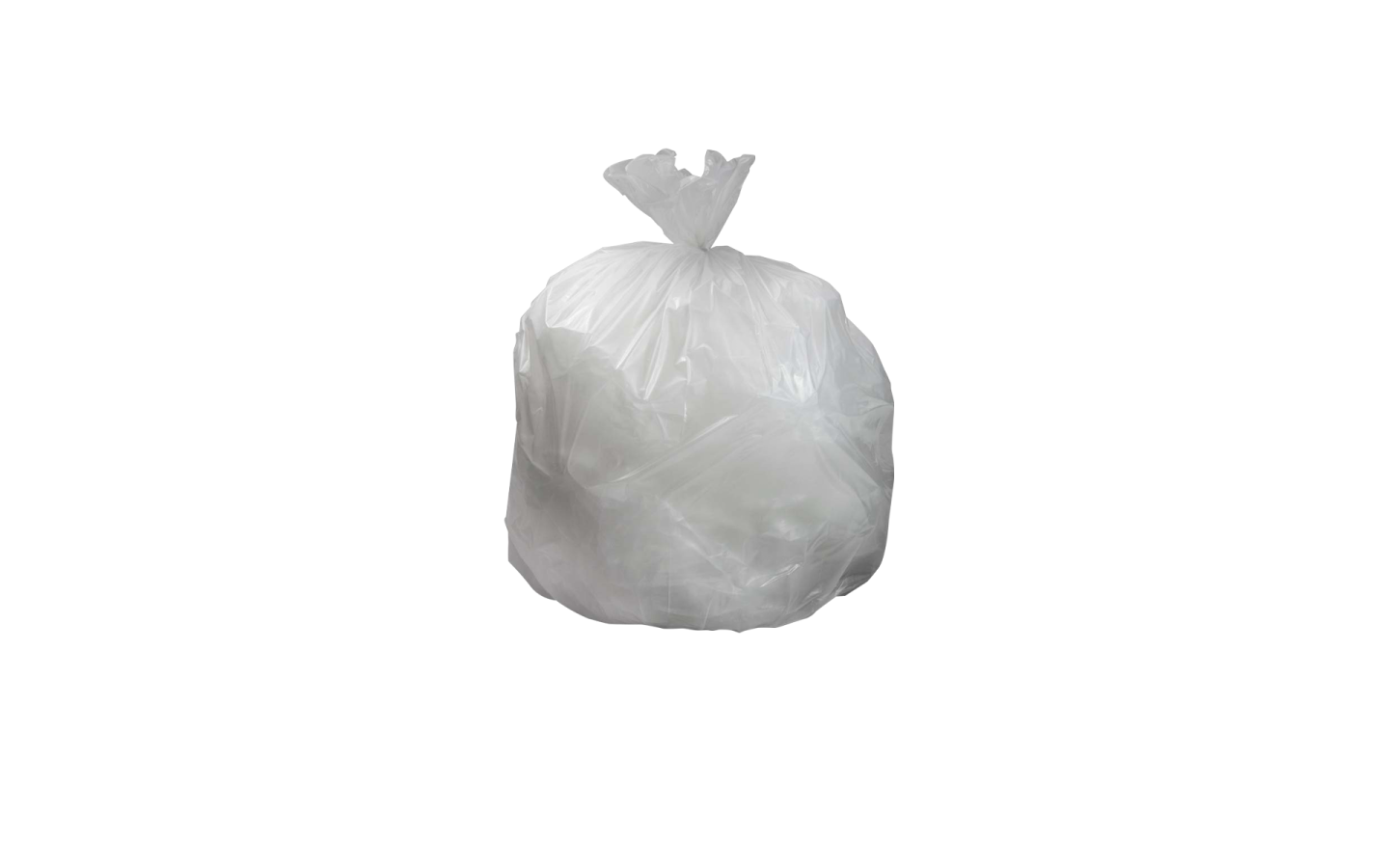 a white plastic trash bag