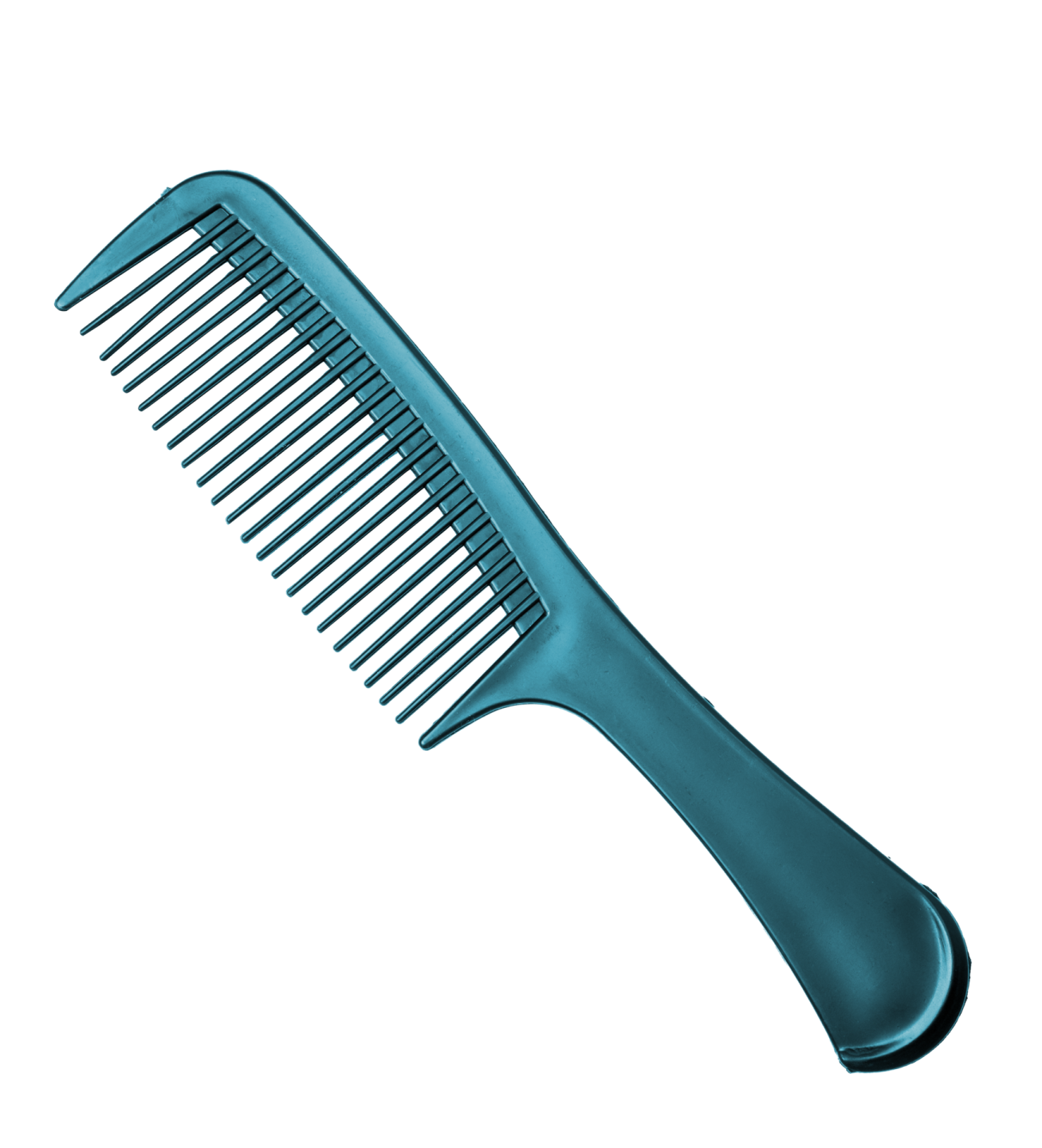 a blue comb on a white background