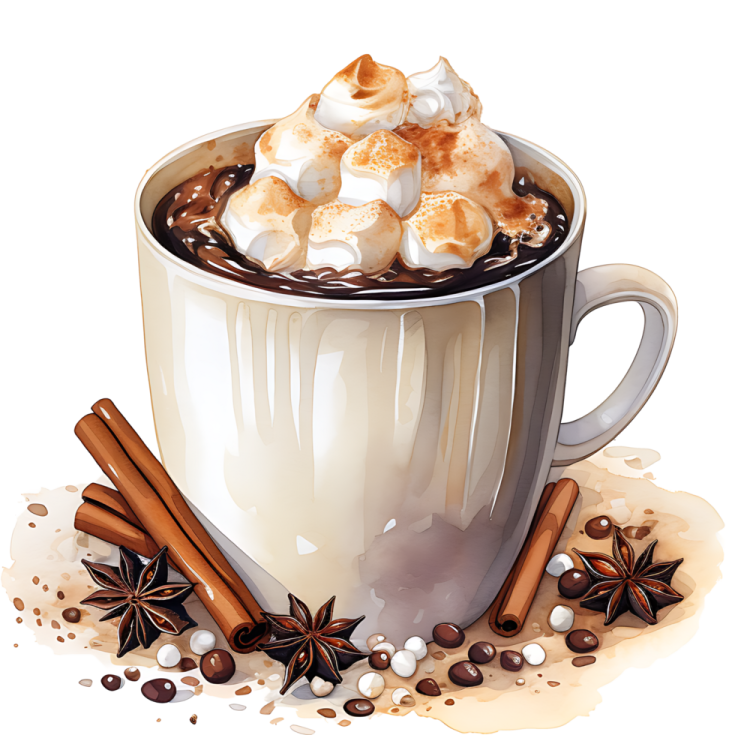 a cup of hot chocolate with whipped and cinnamon