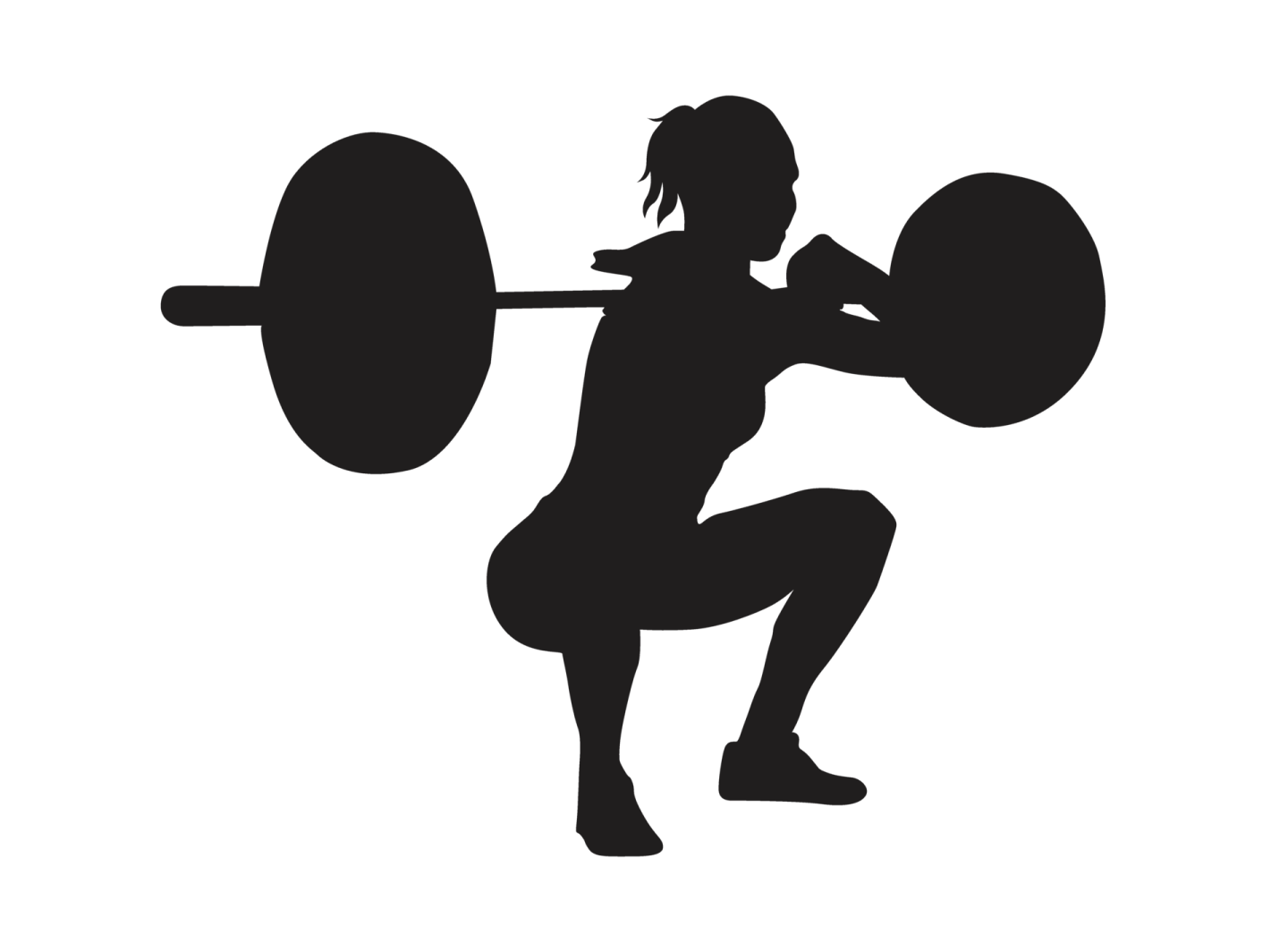 a silhouette of a woman lifting a barbell