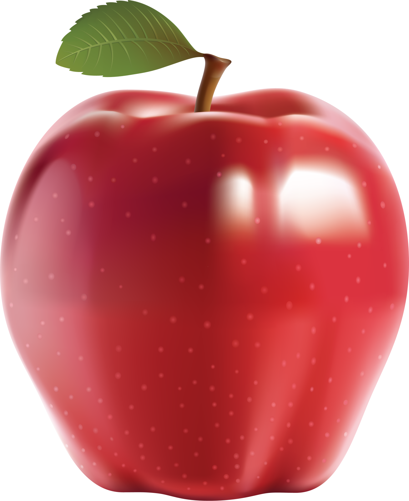 an apple with a leaf on it