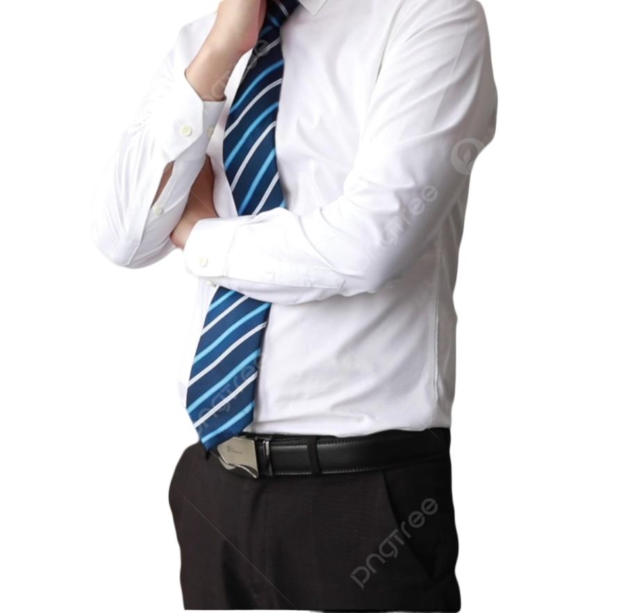 a man in a white shirt and blue tie