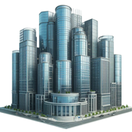 an image of a city with many tall buildings