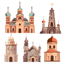 a set of different types of churches