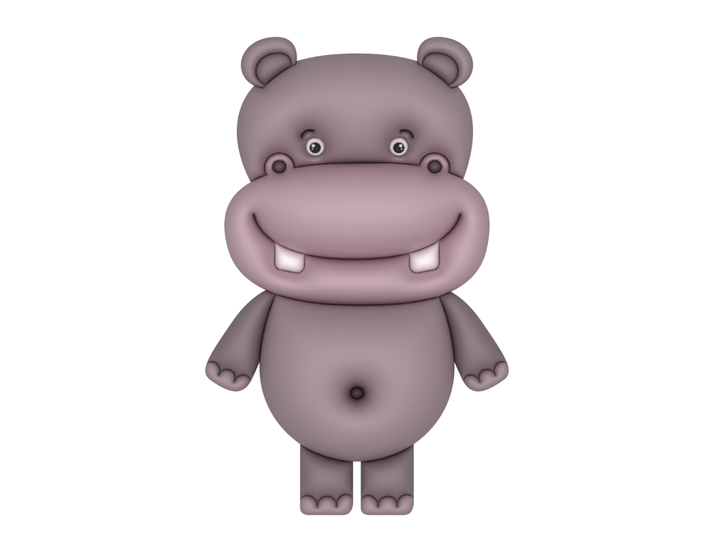a purple hippoy standing with its mouth open