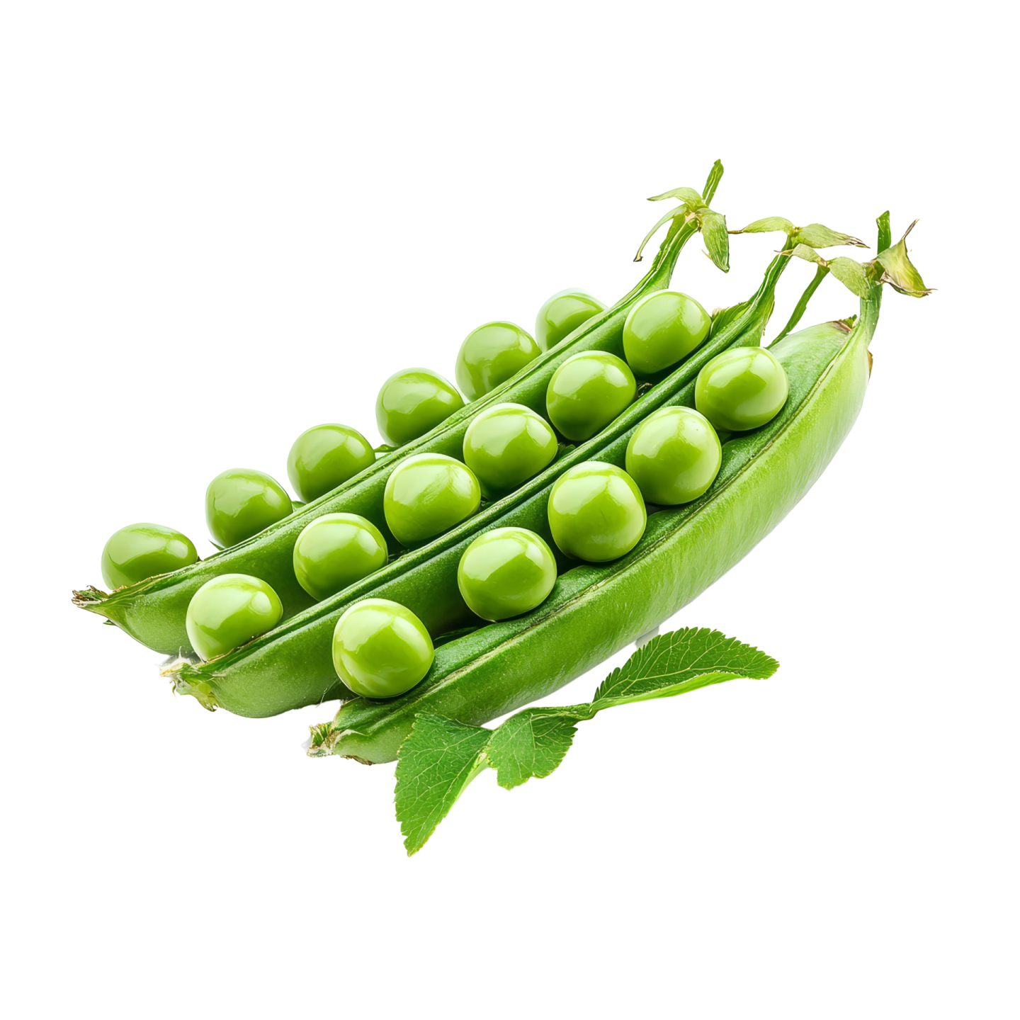 green peas on a white background