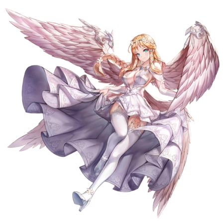 an anime girl with wings flying in the air
