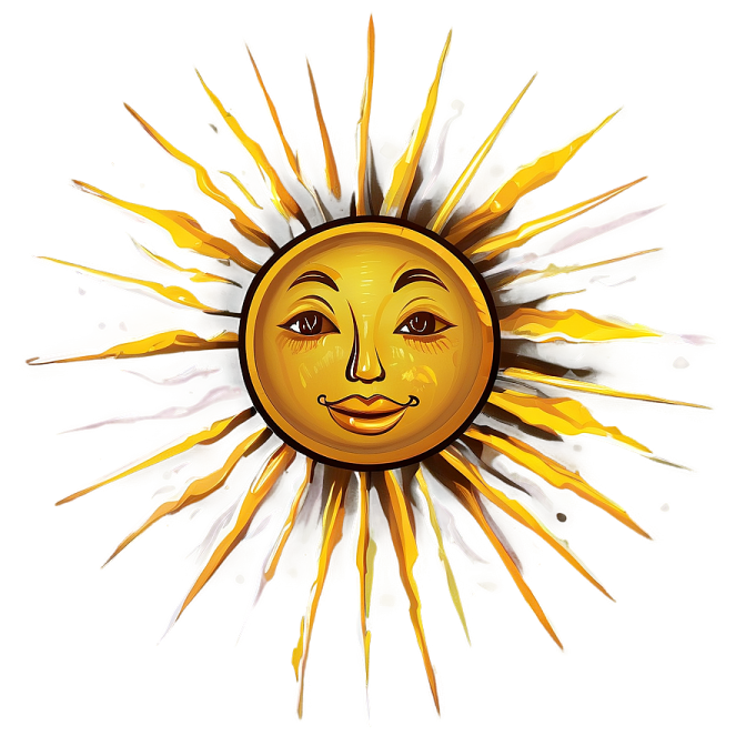 a sun with a face drawn on it