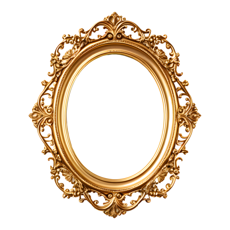 a gold ornate frame on a white background