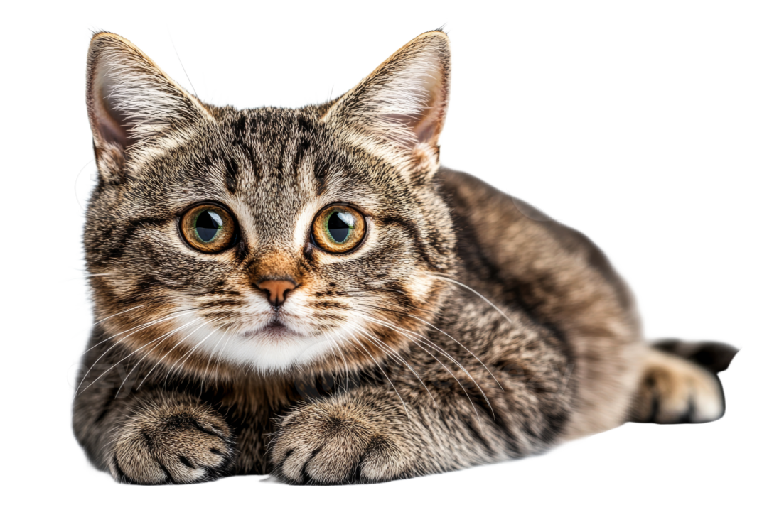 a close up of a cat on a white background