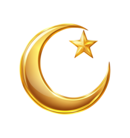 a gold crescent and star