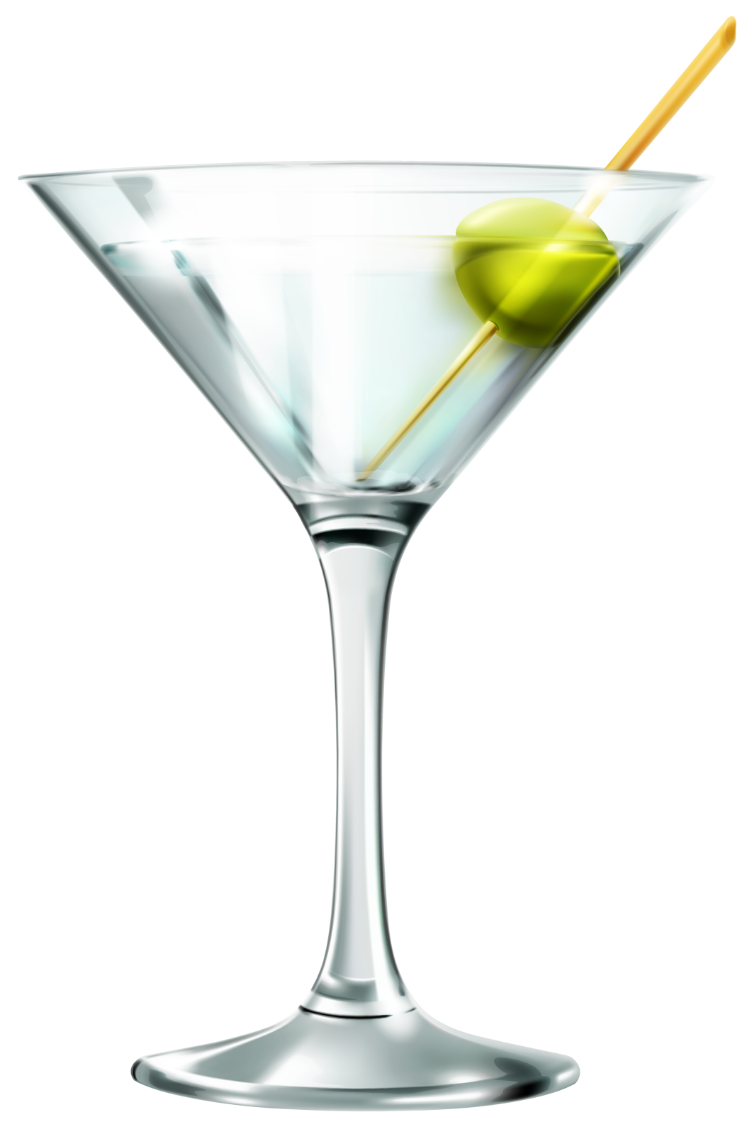 a martini glass with an olive in it