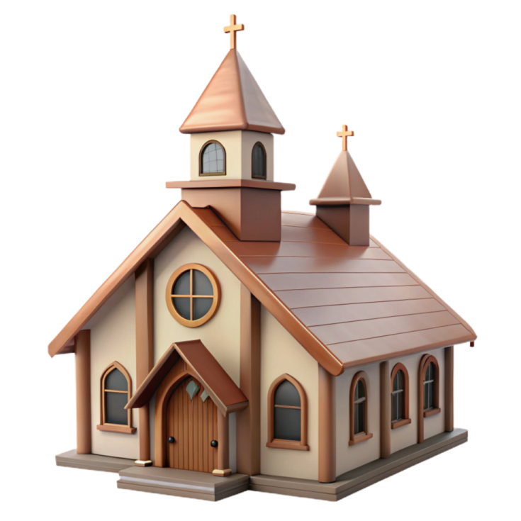 a small church with a cross on the roof