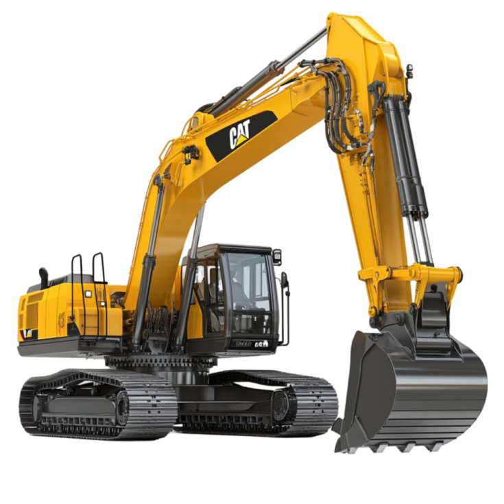 a yellow exor digger with a white background