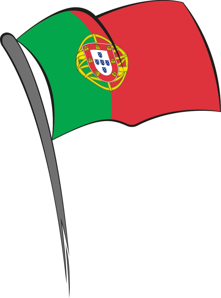 a portugal flag flying in the wind