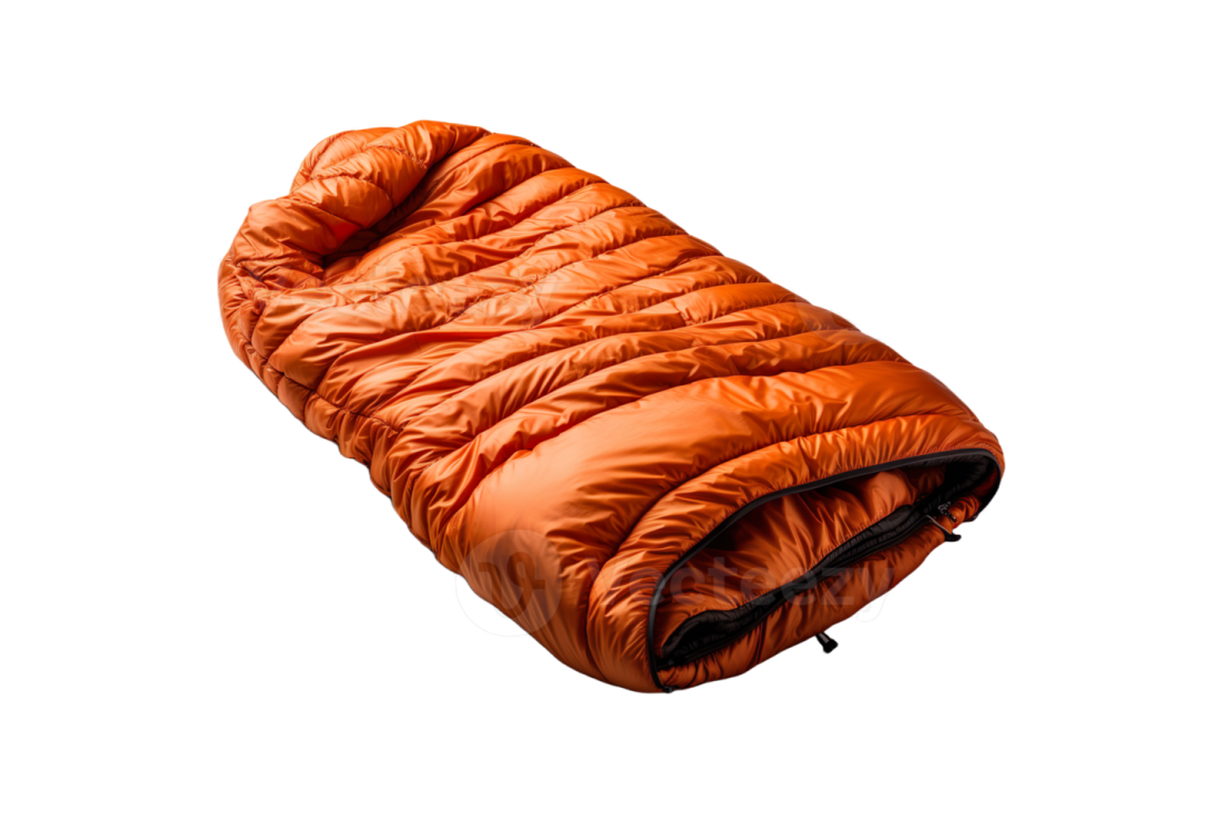 a sleeping bag on a white background