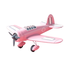 a small pink plane on a white background