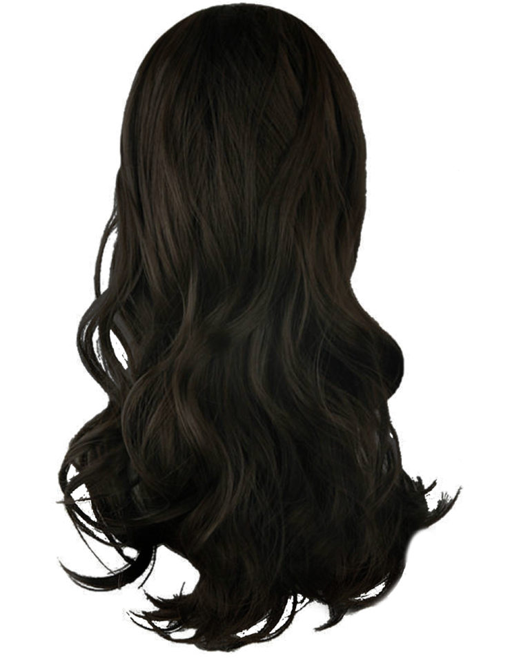 a black wig with long wavy hair